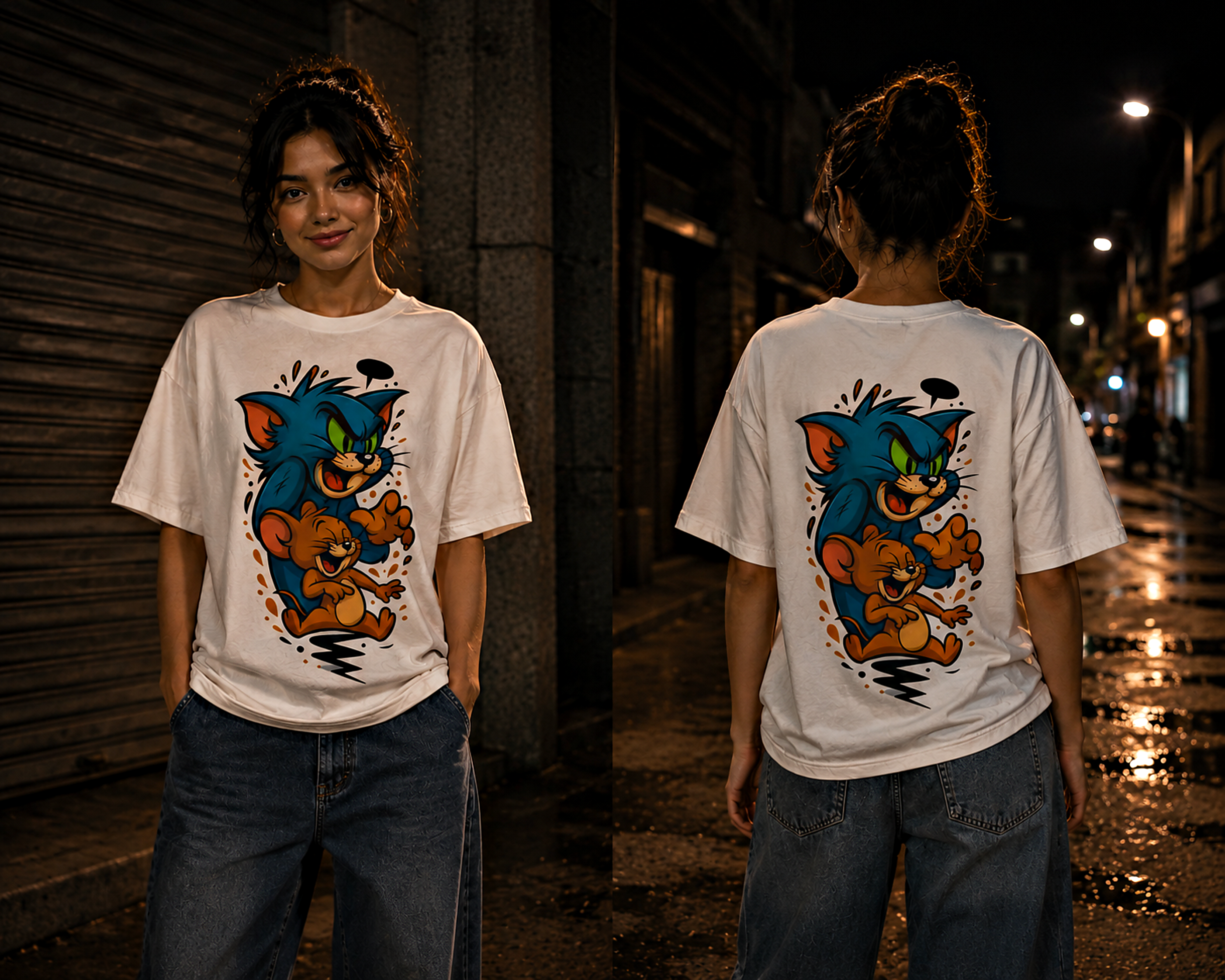Tom & Jerry Chaos Graphic Oversized Tee