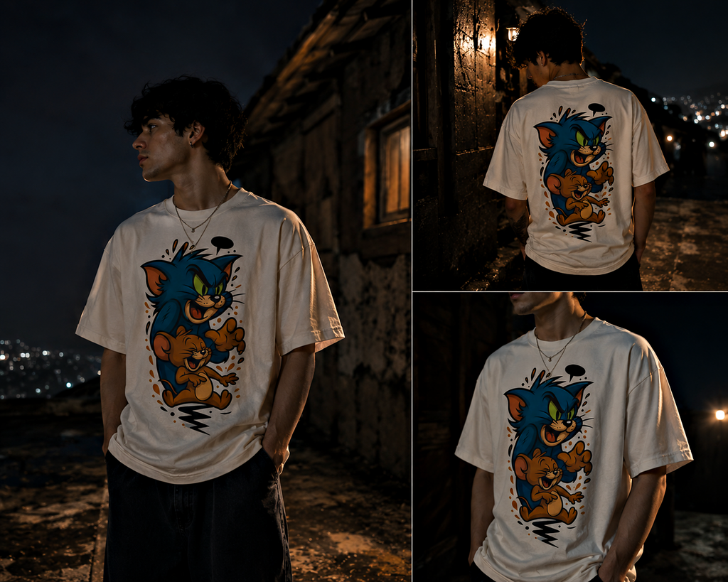 Tom & Jerry Chaos Graphic Oversized Tee